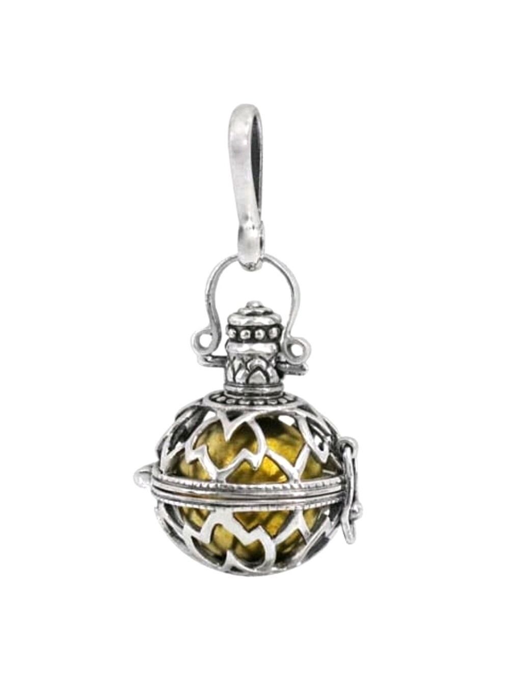 Sterling Silver harmony ball locket pendant lotus flower